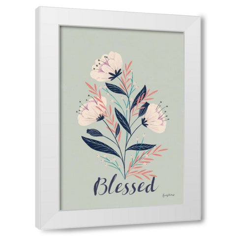 Modern Floral I mint White Modern Wood Framed Art Print by Thorns, Becky