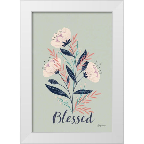 Modern Floral I mint White Modern Wood Framed Art Print by Thorns, Becky