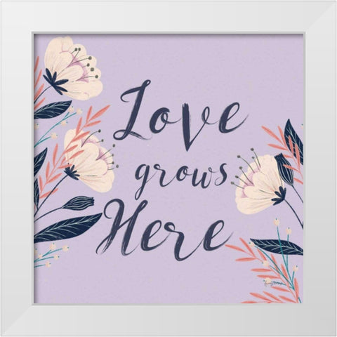 Modern Floral III Square Lilac White Modern Wood Framed Art Print by Thorns, Becky
