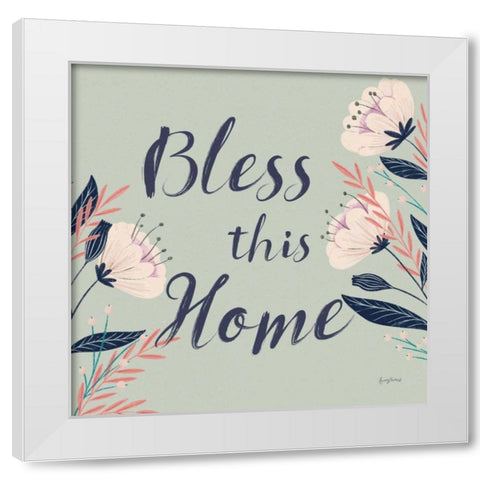 Modern Floral III Square Mint White Modern Wood Framed Art Print by Thorns, Becky