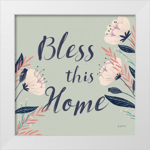 Modern Floral III Square Mint White Modern Wood Framed Art Print by Thorns, Becky
