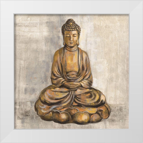Bronze Buddha White Modern Wood Framed Art Print by Vassileva, Silvia