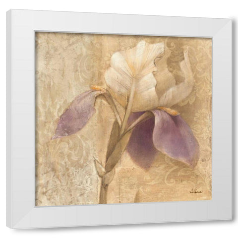 Brocade Iris - Wag White Modern Wood Framed Art Print by Hristova, Albena