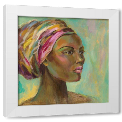 African Woman I White Modern Wood Framed Art Print by Vassileva, Silvia