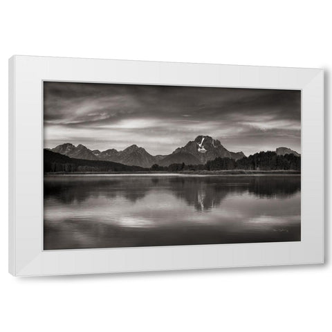 Oxbow Bend Sunrise White Modern Wood Framed Art Print by Majchrowicz, Alan