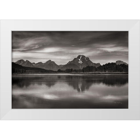 Oxbow Bend Sunrise White Modern Wood Framed Art Print by Majchrowicz, Alan