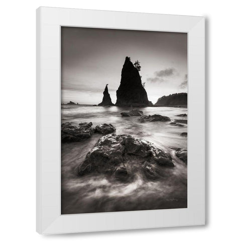 Split Rock Rialto Beach White Modern Wood Framed Art Print by Majchrowicz, Alan
