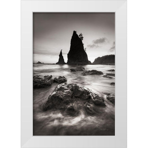 Split Rock Rialto Beach White Modern Wood Framed Art Print by Majchrowicz, Alan