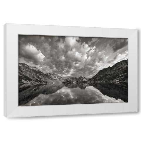 Sawtooth Lake Reflection I White Modern Wood Framed Art Print by Majchrowicz, Alan
