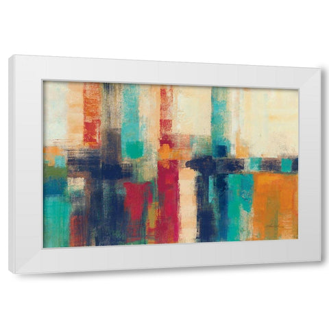 Bright Aqua Horizon Crop White Modern Wood Framed Art Print by Vassileva, Silvia
