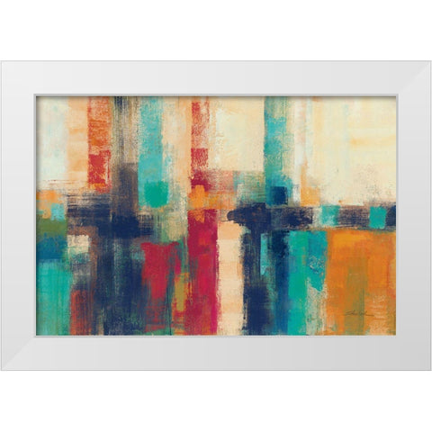 Bright Aqua Horizon Crop White Modern Wood Framed Art Print by Vassileva, Silvia