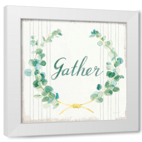Floursack Holiday IX Gather Dark Green White Modern Wood Framed Art Print by Nai, Danhui