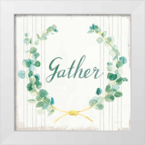 Floursack Holiday IX Gather Dark Green White Modern Wood Framed Art Print by Nai, Danhui