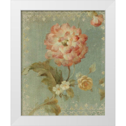 Poppy on Sage White Modern Wood Framed Art Print by Nai, Danhui