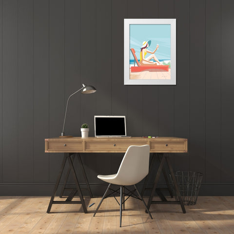 South Beach Sunbather I White Modern Wood Framed Art Print by Escalante, Omar