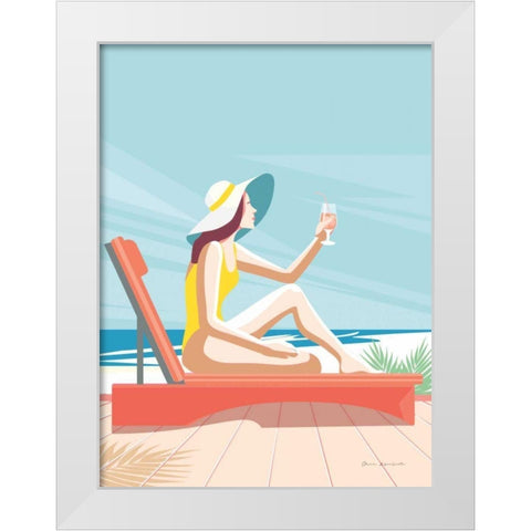 South Beach Sunbather I White Modern Wood Framed Art Print by Escalante, Omar