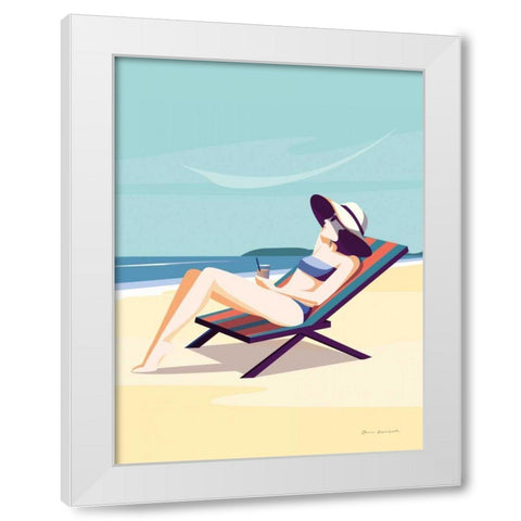 South Beach Sunbather II White Modern Wood Framed Art Print by Escalante, Omar