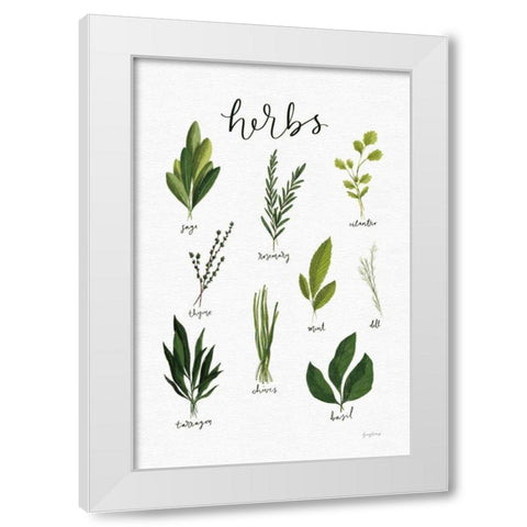 Herbs I White White Modern Wood Framed Art Print by Thorns, Becky