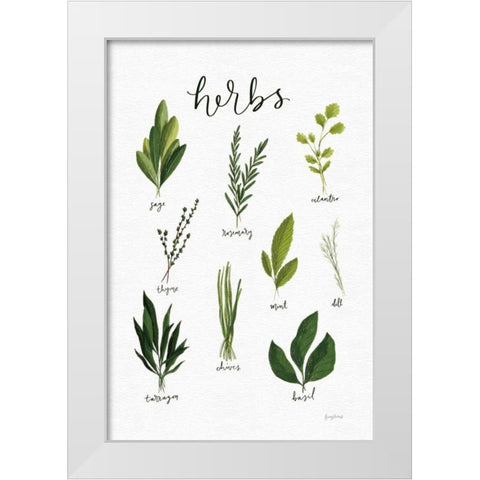 Herbs I White White Modern Wood Framed Art Print by Thorns, Becky