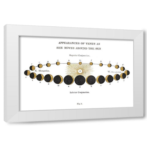 Solar Venus Chart Gold White Modern Wood Framed Art Print by Wild Apple Portfolio