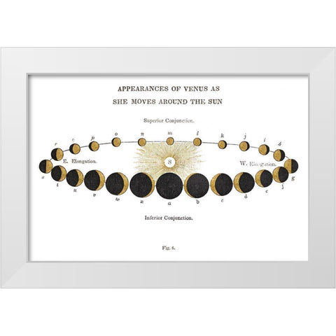 Solar Venus Chart Gold White Modern Wood Framed Art Print by Wild Apple Portfolio