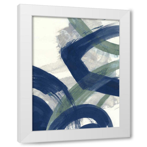 Navy Brushy Abstract I White Modern Wood Framed Art Print by Nai, Danhui