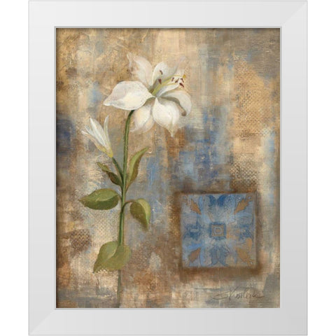 Lily and Tile White Modern Wood Framed Art Print by Vassileva, Silvia