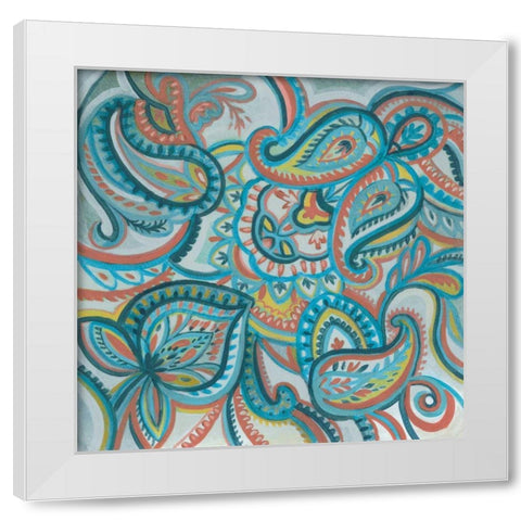 Emerald Paisley I White Modern Wood Framed Art Print by Vassileva, Silvia