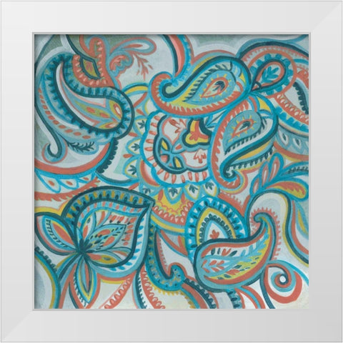 Emerald Paisley I White Modern Wood Framed Art Print by Vassileva, Silvia