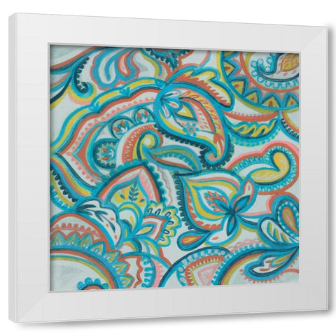 Emerald Paisley II White Modern Wood Framed Art Print by Vassileva, Silvia