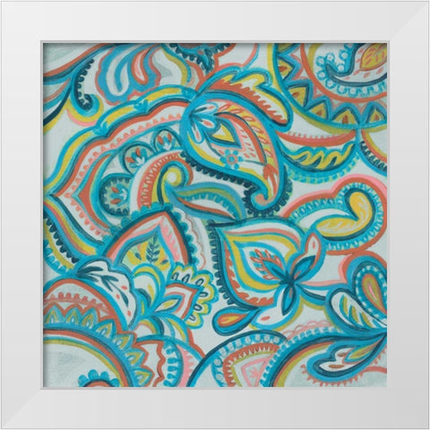 Emerald Paisley II White Modern Wood Framed Art Print by Vassileva, Silvia