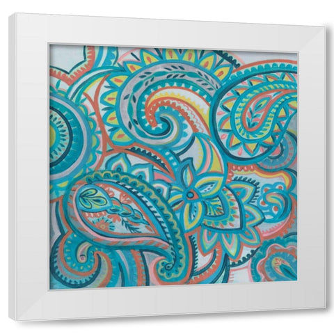 Emerald Paisley III White Modern Wood Framed Art Print by Vassileva, Silvia