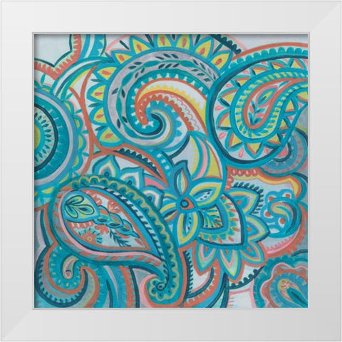 Emerald Paisley III White Modern Wood Framed Art Print by Vassileva, Silvia