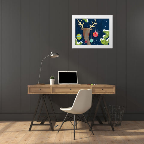 Bright Christmas Deer Blue White Modern Wood Framed Art Print by Tavoletti, Anne
