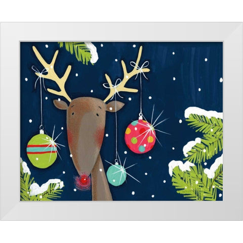 Bright Christmas Deer Blue White Modern Wood Framed Art Print by Tavoletti, Anne