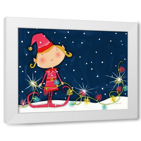 Bright Christmas Lights Elf Blue White Modern Wood Framed Art Print by Tavoletti, Anne