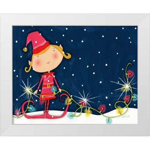 Bright Christmas Lights Elf Blue White Modern Wood Framed Art Print by Tavoletti, Anne