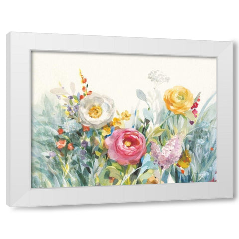 Garden Fullness White Modern Wood Framed Art Print by Nai, Danhui