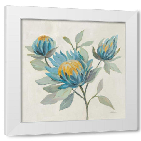 Field Floral II Blue White Modern Wood Framed Art Print by Vassileva, Silvia