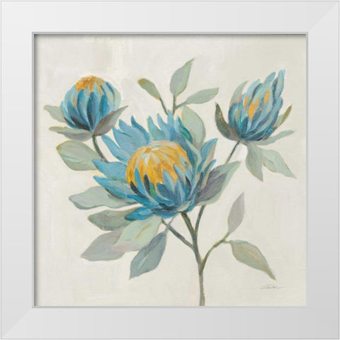 Field Floral II Blue White Modern Wood Framed Art Print by Vassileva, Silvia