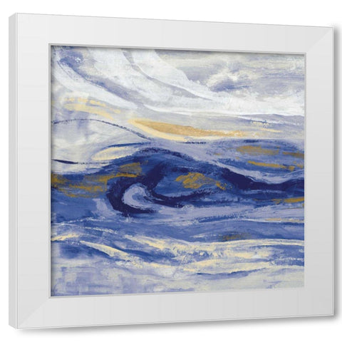Estuary Blue Sq White Modern Wood Framed Art Print by Vassileva, Silvia