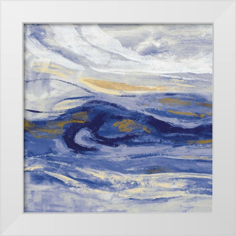 Estuary Blue Sq White Modern Wood Framed Art Print by Vassileva, Silvia