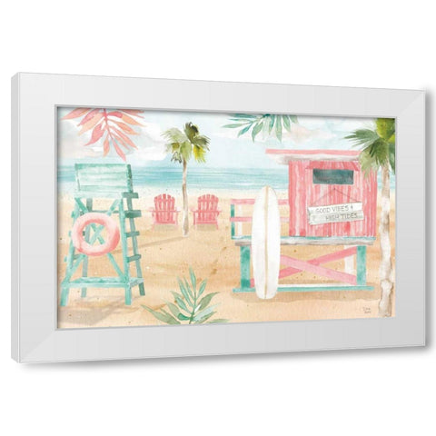 Surfs Up II White Modern Wood Framed Art Print by June, Dina