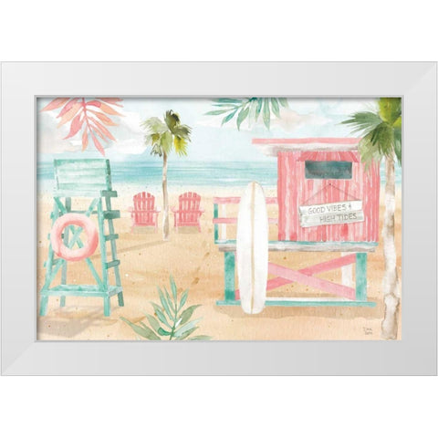 Surfs Up II White Modern Wood Framed Art Print by June, Dina