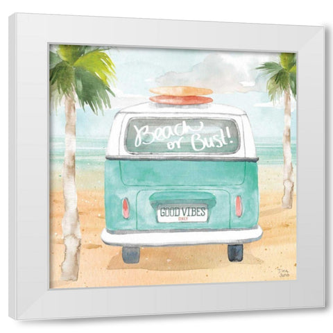 Surfs Up VI White Modern Wood Framed Art Print by June, Dina