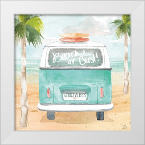 Surfs Up VI White Modern Wood Framed Art Print by June, Dina