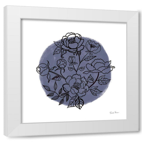 Black and White Botanical I Navy White Modern Wood Framed Art Print by Zaman, Farida