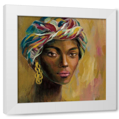 African Face I White Modern Wood Framed Art Print by Vassileva, Silvia