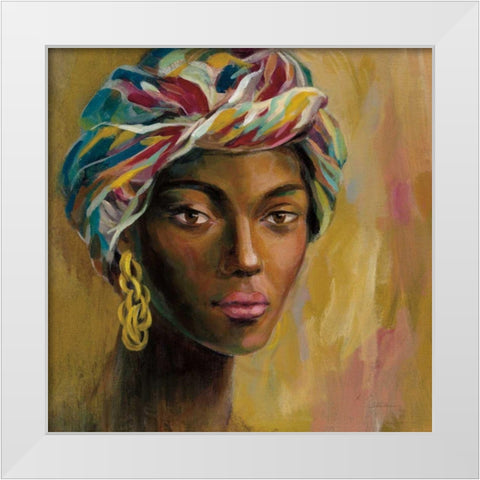 African Face I White Modern Wood Framed Art Print by Vassileva, Silvia