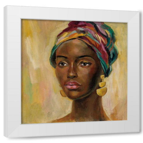 African Face II White Modern Wood Framed Art Print by Vassileva, Silvia